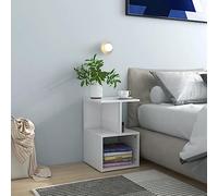 SKTQYQO Mesillas de noche de 2 piezas blanco brillante 35 x 35 x 55 cm de madera multicapa con compartimentos de día y tablero robusto para salón y dormitorio, fáciles de limpiar, diseño elegante