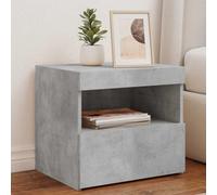 SKTQYQO Mesillas de noche modernas con luces LED ajustables RGB 2 piezas gris cemento de madera multicapa 50 x 40 x 45 cm para dormitorio, amplio espacio de almacenamiento y diseño funcional