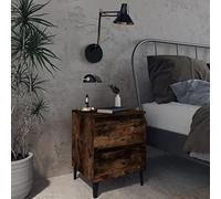 SKTQYQO Mesillas de noche modernas con patas de madera maciza, 2 piezas, roble ahumado, 40 x 35 x 50 cm, dos cajones espaciosos y estructura estable de metal, ideales para dormitorio, diseño