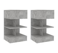 SKTQYQO Mesillas de noche modernas de 2 piezas, gris cemento, 40 x 35 x 65 cm, con estructura robusta, mesa lateral multifuncional para dormitorio, mueble de noche de madera multicapa