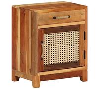 SKTQYQO Mesita de noche de madera maciza recuperada, 40 x 30 x 50 cm, con puerta y cajón, estilo clásico y encanto vintage para decoración de interiores, material sólido y acabado pulido, ideal