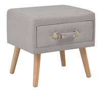 SKTQYQO Mesita de noche gris 40 x 35 x 40 cm de tela y madera maciza de pino con cajón deslizante, diseño elegante para decoración, mueble muy bajo y cajonera, resistente
