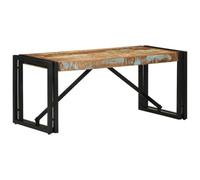 SKTQYQO Mesita rectangular de madera maciza recuperada multicolor con estructura de hierro barnizado en polvo, estilo industrial, robusta y estable para salón