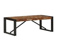 SKTQYQO Mesita rectangular de madera maciza recuperada multicolor con estructura de hierro barnizado en polvo, 100 x 50 x 35 cm, estable y robusta, para salón,