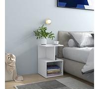 SKTQYQO Mesitas de noche de 2 piezas blancas de madera multicapa 35 x 35 x 55 cm con compartimentos de día y tablero robusto para salón dormitorio moderno decoración funcional y práctica