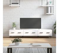 SKTQYQO Moderno mueble de TV de madera multicapa con 3 cajones, amplio espacio de almacenamiento para revistas y DVD, diseño robusto y estable, con patas de hierro, color blanco