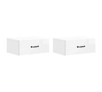 SKTQYQO Mueble de noche de pared 2 piezas blanco brillante 49 x 34,5 x 20 cm