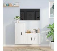 SKTQYQO Mueble de TV clásico de madera multicapa blanca, juego de 2 piezas con diseño de pared, amplio espacio de almacenamiento para DVD y revistas, montaje fácil, ideal