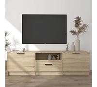 SKTQYQO Mueble de TV moderno de madera multicapa de roble Sonoma, 140 x 35 x 40 cm, con amplio espacio de almacenamiento y tablero robusto para salón, decoración funcional