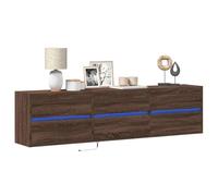 SKTQYQO Mueble TV de pared de roble marrón 180 cm con luces LED RGB ajustables, estantería de almacenamiento para libros, revistas DVD, montaje en pared para optimización