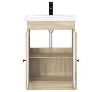 SKTQYQO Set Mueble Baño Roble Sonoma 78,5x37,5x81 cm | Madera de ingeniería, armario con puertas con bisagras, estantes interiores, solución elegante y práctica