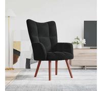 SKTQYQO Silla Relax negra de terciopelo con respaldo de bloques y relleno de espuma, estructura estable de acero y patas de madera maciza de Hevea para salón y salón,