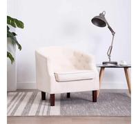 SKTQYQO Sillón beige de tela elegante para salón y dormitorio, con patas de madera de hevea y relleno de espuma gruesa, diseño con acolchado de botones y reposabrazos