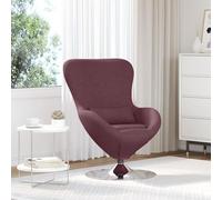 SKTQYQO Sillón de huevo giratorio de tela violeta moderna para salón con base de metal y cojín de banco, silla cómoda para relajarse y leer - Diseño elegante y funcional