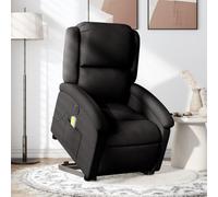 SKTQYQO Sillón elevador eléctrico reclinable con masaje de 6 puntos, de tela negra, función elevación y vibración, estructura estable de madera y metal, cómoda para personas mayores