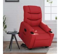 SKTQYQO Sillón elevador eléctrico reclinable rojo de piel sintética con función de elevación e inclinación, cómodo para personas mayores y asiento acolchado, diseño estable con marco