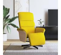 SKTQYQO Sillón reclinable giratorio 360° con reposapiés de tela amarilla clara, asiento acolchado y estructura estable, función manual y diseño moderno para salón