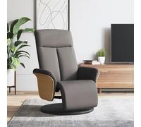 SKTQYQO Sillón reclinable giratorio 360° con reposapiés de tela pardo, asiento acolchado y estructura estable de metal y madera contrachapada, función manual y diseño moderno