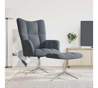 SKTQYQO Sillón Relax con reposapiés giratorio 360 grados, de terciopelo gris oscuro, silla acolchada suave con estructura de acero estable, para salón, diseño moderno