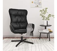 SKTQYQO Sillón relax giratorio de piel sintética negra con estructura de metal y rotación de 360 grados, silla de oficina o salón con relleno de espuma y diseño moderno