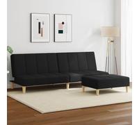 SKTQYQO Sofá cama de 2 plazas con reposapiés negro de tela transformable, estructura de madera estable, experiencia de asiento cómoda y suave para salón, cine en casa y oficina