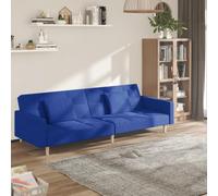 SKTQYQO Sofá cama de 2 plazas de tela azul con 2 cojines, estructura de madera estable y transformación rápida, ideal para salón y estudio, diseño moderno y funcional