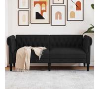 SKTQYQO Sofá Chesterfield de 2 plazas negro de tela con acolchado grueso y patas robustas para salón moderno y salón clásico. Este sofá Chesterfield de 2 plazas