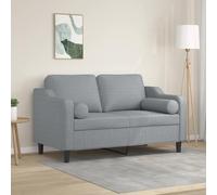 SKTQYQO Sofá de 2 plazas moderno con cojines decorativos gris claro de tela resistente, ancho del asiento 120 cm, marco metálico estable y fundas de cojín extraíbles para salón