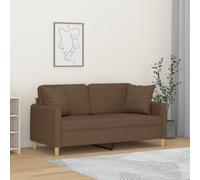 SKTQYQO Sofá de 2 plazas moderno con cojines decorativos marrones, tejido resistente y transpirable, marco de metal estable, ancho del asiento 140 cm, cómodo para salón y relajación,