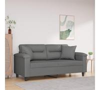 SKTQYQO Sofá de 2 plazas moderno de tejido de microfibra gris oscuro con cojines decorativos, ancho del asiento 140 cm, estructura estable de metal, cómodo para salón y relajación,