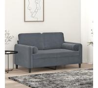 SKTQYQO Sofá de 2 plazas moderno de terciopelo suave gris oscuro con cojines decorativos, ancho del asiento 120 cm, marco de metal estable, fundas extraíbles, ideal para salón