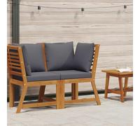 SKTQYQO Sofá esquinero modular de acacia, cojines gris oscuro, 60 x 60 x 81 cm