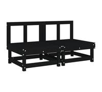 SKTQYQO Sofás centrales de jardín 2 piezas negro madera maciza de pino