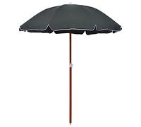 SKTQYQO Sombrilla de jardín con poste de acero arena de 180 cm, tejido de poliéster anti-UV y anti-decoloración, cubierta circular para protección solar, estructura robusta con 8, antracita