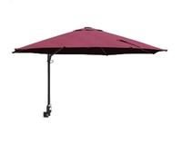 SKTQYQO Sombrilla de jardín de pared redonda de 248 cm con luces LED integradas, color arena, iluminación de luz blanca fría, ajuste de 360 grados, material resistente a las, Rojo burdeos