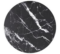 SKTQYQO Tablero de mesa negro de cristal templado, diseño de mármol, diámetro 50 x 0,8 cm, superficie para mesa de comedor resistente y fácil de limpiar con paño húmedo, mesa de salón de cristal