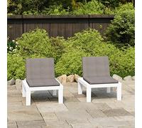 SKTQYQO Tumbona de jardín de plástico con cojines extraíbles, 2 piezas, juego de sillas relax para exteriores, color blanco y antracita, estructura ligera y fácil de limpiar