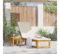 SKTQYQO Tumbona de madera de acacia con cojines de color crema, respaldo ajustable en 5 posiciones, plegable y fácil de almacenar, ideal para balcón, patio o piscina, resistente