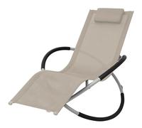 SKTQYQO Tumbona geométrica de acero crema para exteriores, estructura de acero galvanizado negro y tejido textileno, plegable, resistente a los agentes atmosféricos y fácil