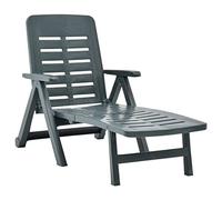 SKTQYQO Tumbona plegable de plástico verde para exterior, respaldo ajustable, diseño ligero y resistente a la intemperie, asiento cómodo y estructura robusta, ideal