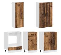SKTQYQO Unita cocina Lucca 5 piezas madera antigua | Panel lavavajillas 60x1.5x10 cm, patas ajustables, fijación a pared, almacenamiento cocina