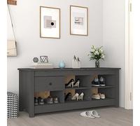 SKTQYQO Zapatero gris de madera maciza de pino, 110 x 38 x 45,5 cm, con cajón y 5 compartimentos, mueble zapatero estable para organización de entrada, decoración del hogar, práctico y sólido