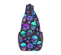 Skull-12 Skull Sling Mochila Pecho Bolso Bandolera Gimnasio Ciclismo Viajes Senderismo Daypack para Hombres Mujeres