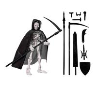 Skull Action Figure - Poseable Skull Statue with Hat and Cloak, Battle Tool Assembly Set, Creative Sculpture for Kids, Teens, and Collectors, Home Decor Display & Interactive Toy for Imaginative Play