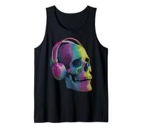 Skull Artwork Dots Music Auriculares Gamer Gothic Rock Camiseta sin Mangas