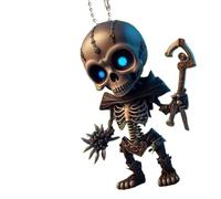 Skull Car Pendant | Acrylic Car Rearview Mirrors Pendant | Skull Design 2D Auto Rearview Mirrors Flat Ornament Automotive Interior Accessories Festival Party Supplies Halloween Tree Decoration