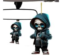 Skull Car Pendant | Acrylic Car Rearview Mirrors Pendant | Skull Design 2D Auto Rearview Mirrors Flat Ornament Automotive Interior Accessories Festival Party Supplies Halloween Tree Decoration