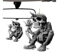 Skull Car Pendant | Acrylic Car Rearview Mirrors Pendant | Skull Design 2D Auto Rearview Mirrors Flat Ornament Automotive Interior Accessories Festival Party Supplies Halloween Tree Decoration