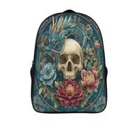 Skull, Chinese Dragón And Flowers Mochilas Escolar,3D Impreso,Bolsas De Niños Estudiantes De Primaria Y Secundaria 39x29x16cm
