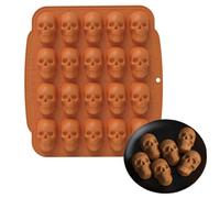 Skull Chocolate Mold, Jellies Skeleton Mould, 11.42x10.43x1.1 inches Easy Release Reusable Silicone Molding for Candy, Chocolate, Halloween Decoration Supplies, Flexible Non Stick Baking Tray